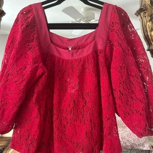 Free People Sz Medium Elegant Red Lace Women's Top nWT